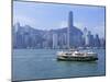 Star Ferry Crossing Victoria Harbour Towards Hong Kong Island, with Central Skyline Beyond, China-Amanda Hall-Mounted Photographic Print