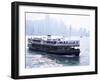 Star Ferry, Victoria Harbour, with Hong Kong Island Skyline in Mist Beyond, Hong Kong, China, Asia-Amanda Hall-Framed Photographic Print