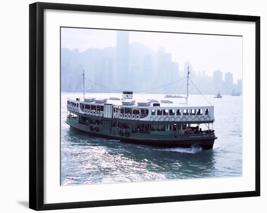 Star Ferry, Victoria Harbour, with Hong Kong Island Skyline in Mist Beyond, Hong Kong, China, Asia-Amanda Hall-Framed Photographic Print