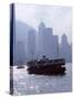 Star Ferry, Victoria Harbour, with Hong Kong Island Skyline in Mist Beyond, Hong Kong, China, Asia-Amanda Hall-Stretched Canvas