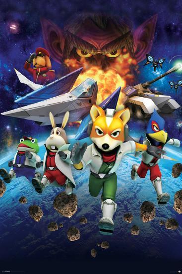 Star Fox 64- Charging Characters-null-Lamina Framed Poster