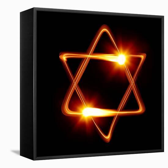 Star of David Created by Light-Zoom-zoom-Framed Stretched Canvas