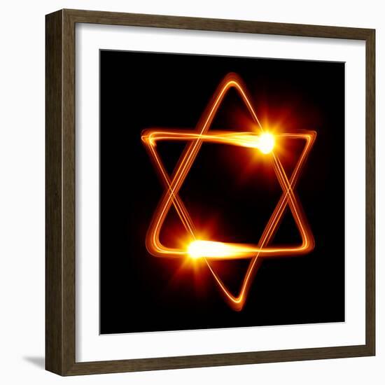 Star of David Created by Light-Zoom-zoom-Framed Photographic Print