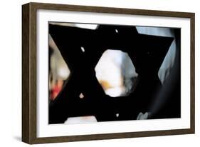 Star of David on Synagogue in Budapest Hungary-null-Framed Photo