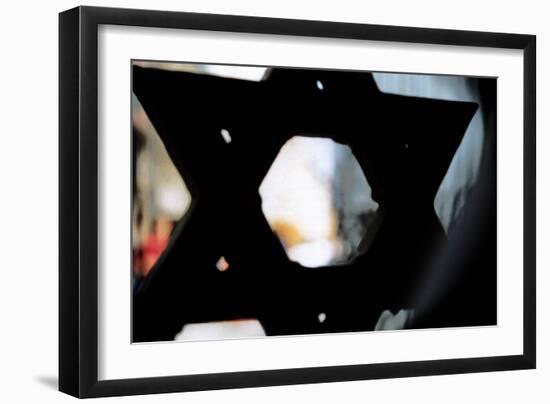 Star of David on Synagogue in Budapest Hungary-null-Framed Photo