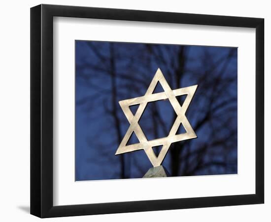 Star of David on Top of a Gravestone, Bagneux, Hauts-De-Seine, France, Europe-null-Framed Photographic Print