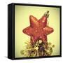 Star-Shaped Christmas Ornament and Golden Tinsel with a Retro Effect-nito-Framed Stretched Canvas