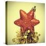 Star-Shaped Christmas Ornament and Golden Tinsel with a Retro Effect-nito-Stretched Canvas