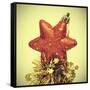 Star-Shaped Christmas Ornament and Golden Tinsel with a Retro Effect-nito-Framed Stretched Canvas