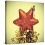 Star-Shaped Christmas Ornament and Golden Tinsel with a Retro Effect-nito-Stretched Canvas