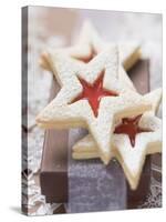 Star-Shaped Jam Biscuits with Icing Sugar (Christmas)-null-Stretched Canvas