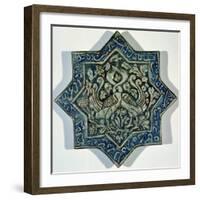 Star-Shaped Overglaze Leaf-Gilded Tile in the Style of Takht-E Solaiman, 13th-14th Century-null-Framed Giclee Print