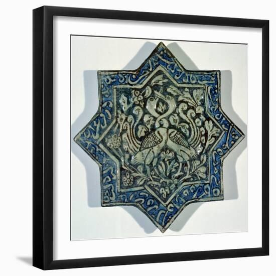 Star-Shaped Overglaze Leaf-Gilded Tile in the Style of Takht-E Solaiman, 13th-14th Century-null-Framed Giclee Print