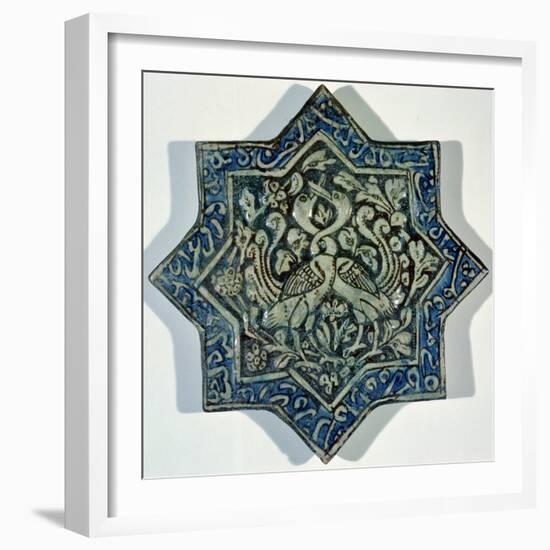 Star-Shaped Overglaze Leaf-Gilded Tile in the Style of Takht-E Solaiman, 13th-14th Century-null-Framed Giclee Print