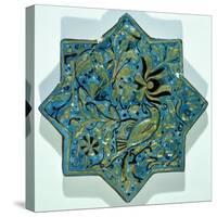 Star-Shaped Overglaze Leaf-Gilded Tile in the Style of Takht-E Solaiman, 13th-14th Century-null-Stretched Canvas