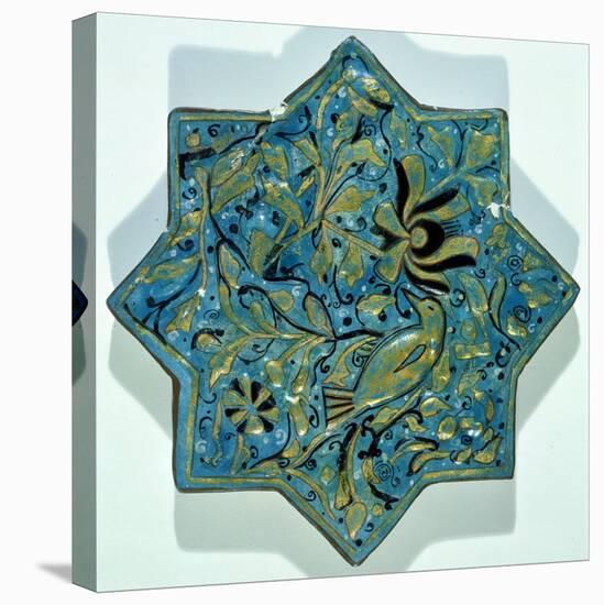 Star-Shaped Overglaze Leaf-Gilded Tile in the Style of Takht-E Solaiman, 13th-14th Century-null-Stretched Canvas