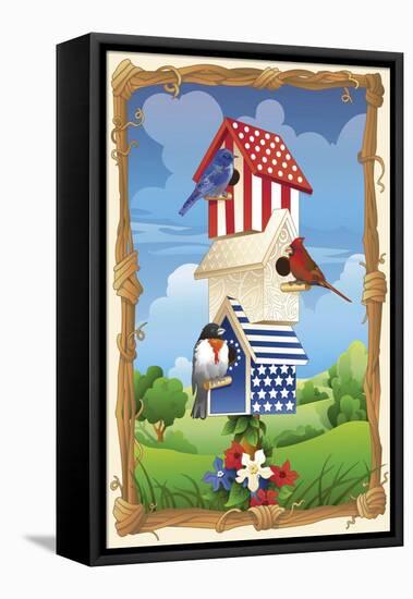 Star spangled birdhouse-Julie Goonan-Framed Stretched Canvas