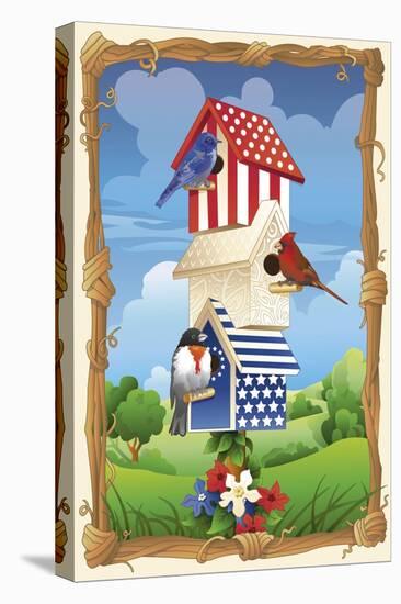 Star spangled birdhouse-Julie Goonan-Stretched Canvas