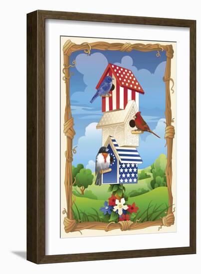 Star spangled birdhouse-Julie Goonan-Framed Giclee Print