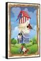 Star spangled birdhouse-Julie Goonan-Framed Stretched Canvas