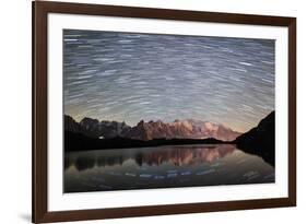 Star Trail over Mont Blanc Range Seen from Lac Des Cheserys-Roberto Moiola-Framed Photographic Print