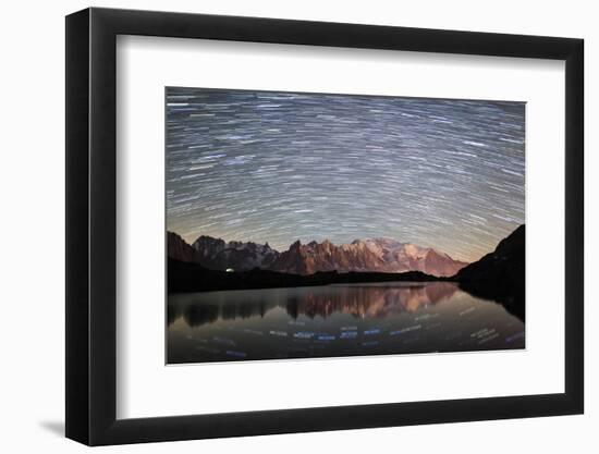 Star Trail over Mont Blanc Range Seen from Lac Des Cheserys-Roberto Moiola-Framed Photographic Print