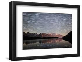 Star Trail over Mont Blanc Range Seen from Lac Des Cheserys-Roberto Moiola-Framed Photographic Print