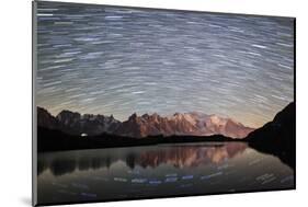 Star Trail over Mont Blanc Range Seen from Lac Des Cheserys-Roberto Moiola-Mounted Photographic Print