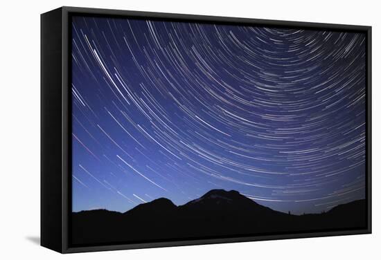 Star Trail with South Sister Mountain, Oregon, USA-Jamie & Judy Wild-Framed Stretched Canvas