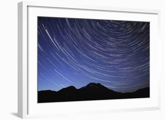 Star Trail with South Sister Mountain, Oregon, USA-Jamie & Judy Wild-Framed Photographic Print