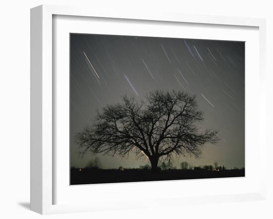 Star Trails, 20 Minutes Exposure Time, Pusztaszer, Hungary-Bence Mate-Framed Photographic Print