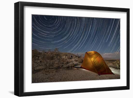 Star Trails Above a Campsite in Anza Borrego Desert State Park, California-null-Framed Photographic Print