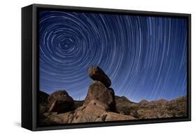 Star Trails Above a Granite Rock Formation in Cleveland National Forest, California-null-Framed Stretched Canvas