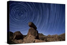 Star Trails Above a Granite Rock Formation in Cleveland National Forest, California-null-Stretched Canvas