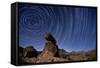 Star Trails Above a Granite Rock Formation in Cleveland National Forest, California-null-Framed Stretched Canvas