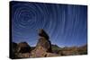 Star Trails Above a Granite Rock Formation in Cleveland National Forest, California-null-Stretched Canvas