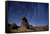 Star Trails Above a Granite Rock Formation in Cleveland National Forest, California-null-Framed Stretched Canvas