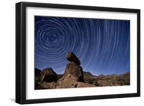 Star Trails Above a Granite Rock Formation in Cleveland National Forest, California-null-Framed Photographic Print