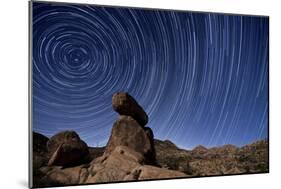 Star Trails Above a Granite Rock Formation in Cleveland National Forest, California-null-Mounted Photographic Print