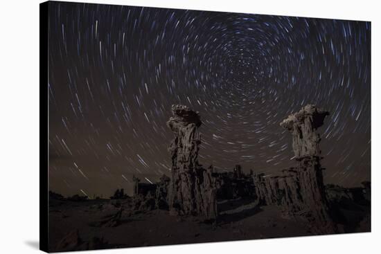 Star Trails Above Sand Tufa Formations at Mono Lake, California-null-Stretched Canvas