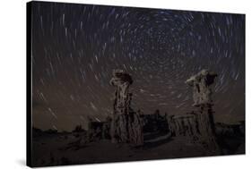 Star Trails Above Sand Tufa Formations at Mono Lake, California-null-Stretched Canvas