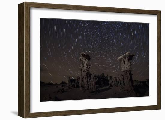 Star Trails Above Sand Tufa Formations at Mono Lake, California-null-Framed Photographic Print