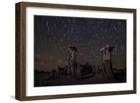 Star Trails Above Sand Tufa Formations at Mono Lake, California-null-Framed Photographic Print