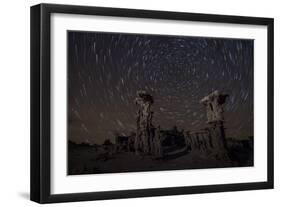 Star Trails Above Sand Tufa Formations at Mono Lake, California-null-Framed Photographic Print