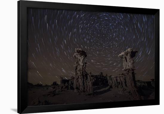 Star Trails Above Sand Tufa Formations at Mono Lake, California-null-Framed Photographic Print