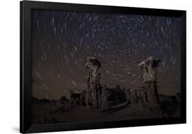 Star Trails Above Sand Tufa Formations at Mono Lake, California-null-Framed Photographic Print