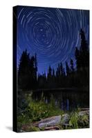 Star Trails Above Summit Lake in Lassen Volcanic National Park, California-null-Stretched Canvas