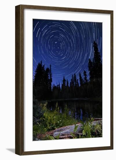 Star Trails Above Summit Lake in Lassen Volcanic National Park, California-null-Framed Photographic Print