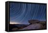 Star Trails and a Granite Rock Outcropping Overlooking Anza Borrego Desert State Park-null-Framed Stretched Canvas