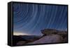 Star Trails and a Granite Rock Outcropping Overlooking Anza Borrego Desert State Park-null-Framed Stretched Canvas